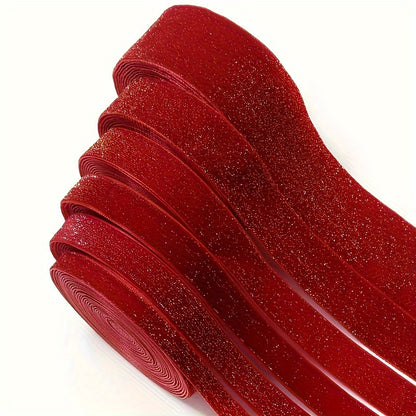 4.57m Red Velvet Ribbon with Glitter Accents - Perfect for Valentine's Day, New Year's, Gift Wrapping, Wreaths, Bow Decorations, and Flower Bouquets.