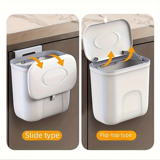 [Top Pick] Odor-Sealing Hanging Trash Can with Lid - Ideal for Bathroom, Toilet & Diapers - Versatile Plastic Waste Bin