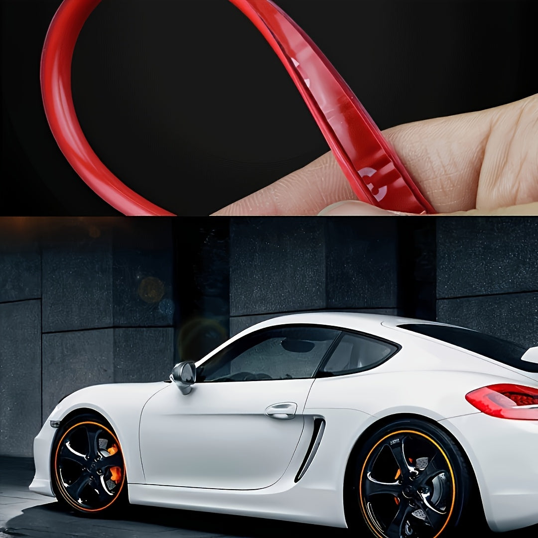 4pcs Universal Fit Car Rim Protector Strips, 195.0cm ABS Wheel Trim Decoration Strips, Anti-Collision Rubber Guards for front tires.