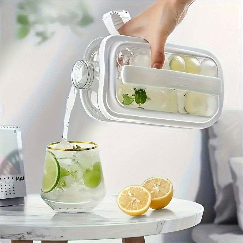 Foldable ice maker bottle with tray, high-capacity ice maker, and silicone molds for refrigerator.