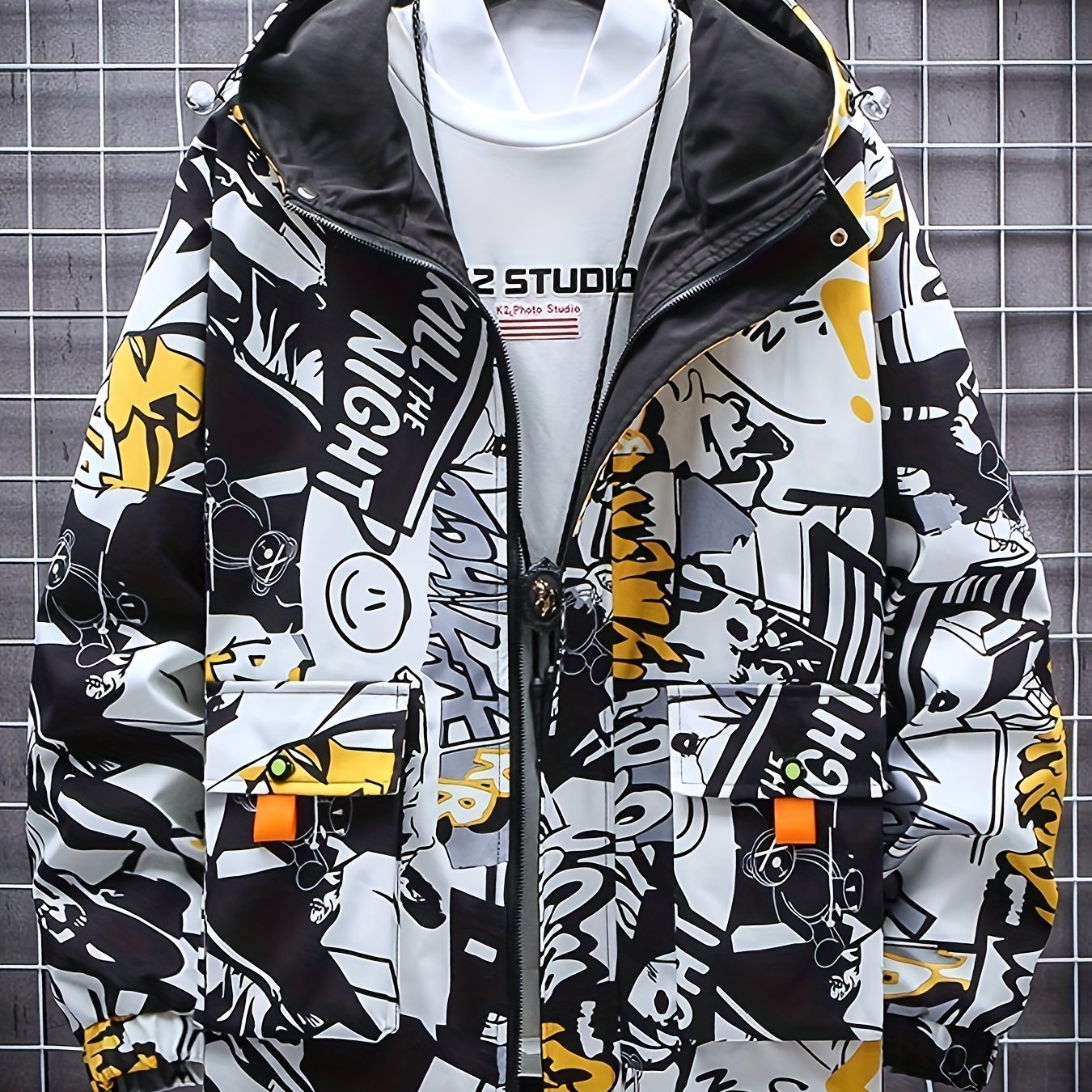 Popular graffiti windbreaker jacket for men in spring and autumn, versatile for men and women.