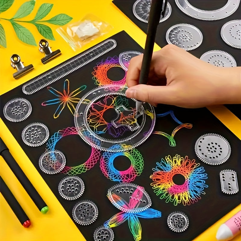 22-piece Professional Drawing Set with Transparent Magic Templates for Spiral Art - Made of Durable PVC