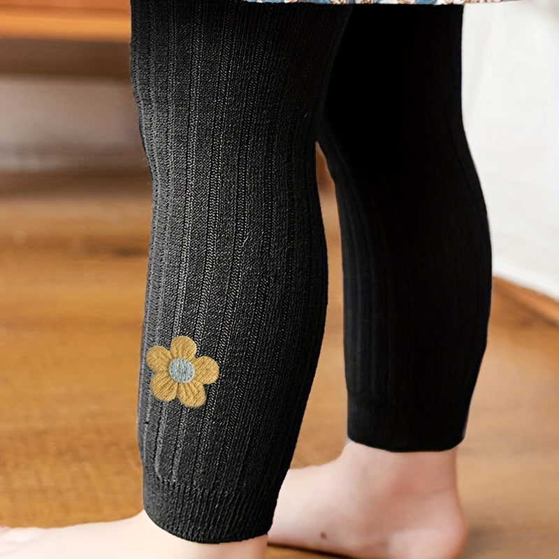 Cotton blend floral knit pantyhose, hand wash only, perfect for toddlers in spring and fall fashion.