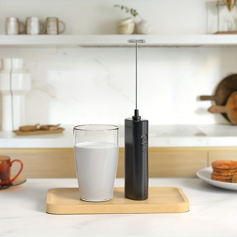 Cheer Moda Electric Milk Frother is a stylish black handheld cream whisk with sleek design. It is battery-operated (AA batteries not included) and perfect for creating coffee and latte art. Dimensions are 3.48cm x 2.24cm x 7.8, made by Cheer Moda.