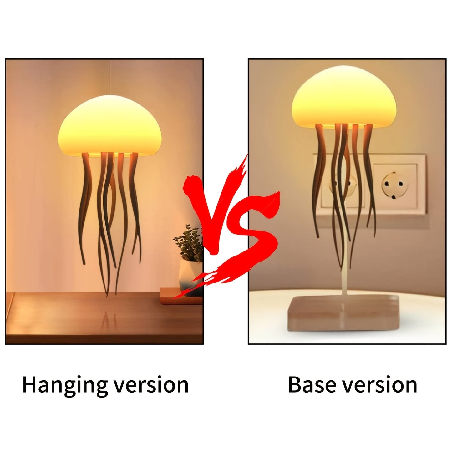 Jellyfish-shaped night light with color-changing, voice control, rotatable design. USB rechargeable with LED lights. Suitable for various uses, including office, bedroom, camping, outdoors.