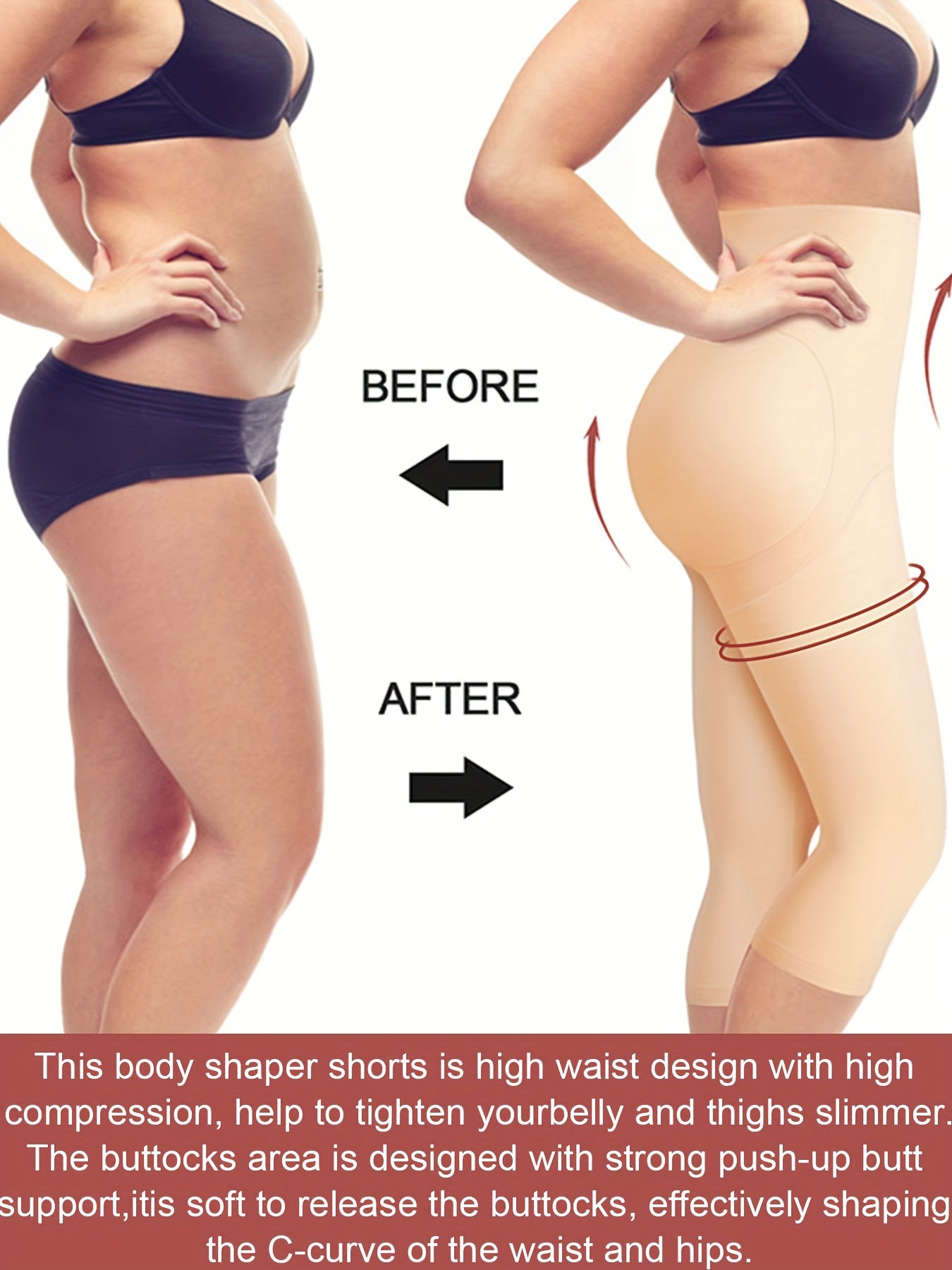 Women's High-Waist Thigh Slimmer Shapewear - Seamless Nylon Spandex Blend, Compression, Tummy Control Solid Capri Leggings