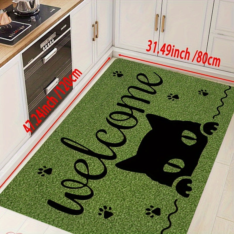 Creative Monogram Print Kitchen Mat featuring a Cute Kitten Paw Pattern, Anti-fatigue Bathroom Pad, Washable Area Rug, Perfect for Living Room Bedroom Entryway Home Decor. Great Indoors Room Supplies and Bedside Accessories. Ideal Spring Decor Gift.