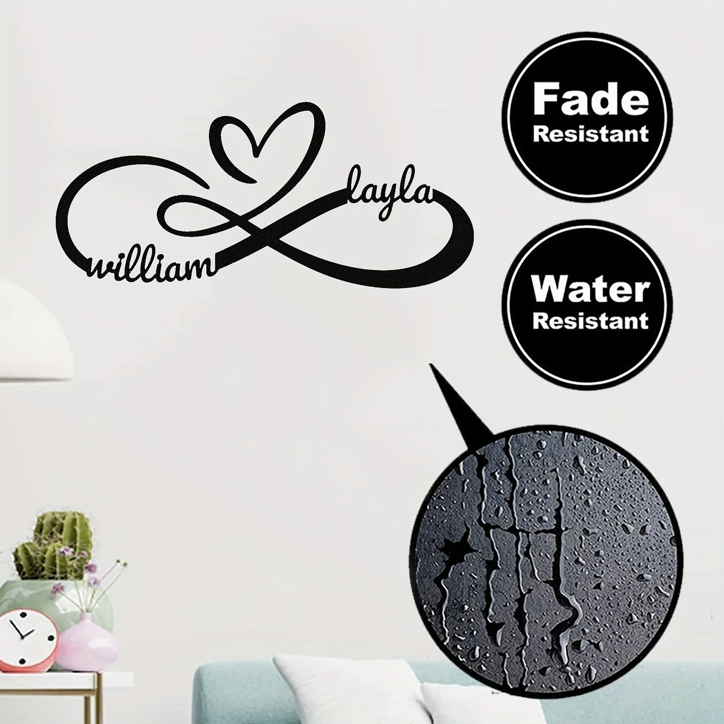 Personalized Metal Couple Name Sign with Infinity Love Heart Design - Customizable Wall Art for Newlyweds, Unique Wedding Gift, Anniversary Present, and Valentine's Day Gift - Perfect for Home Decor