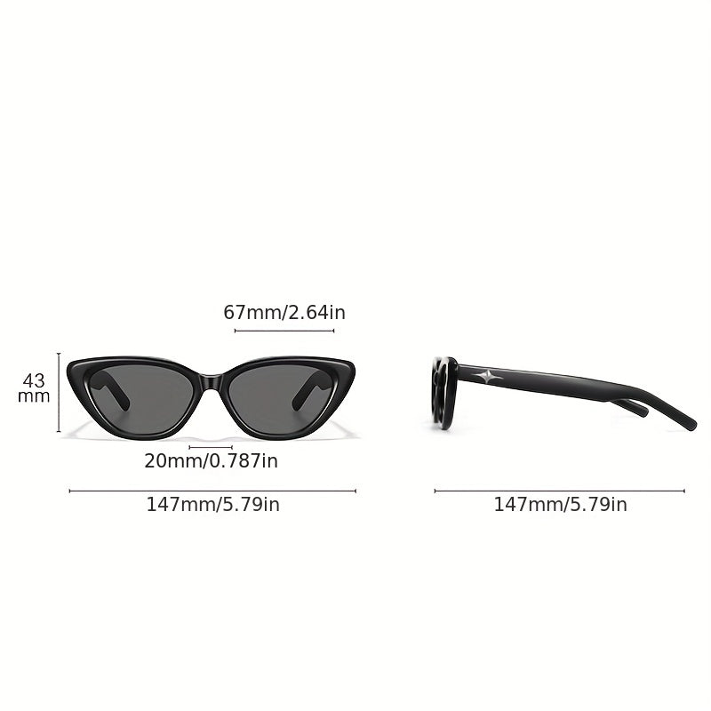 Y2K Cat Eye Fashion Glasses with Star Punk Design for Hiking & Beach Party Club, Casual Eyewear.