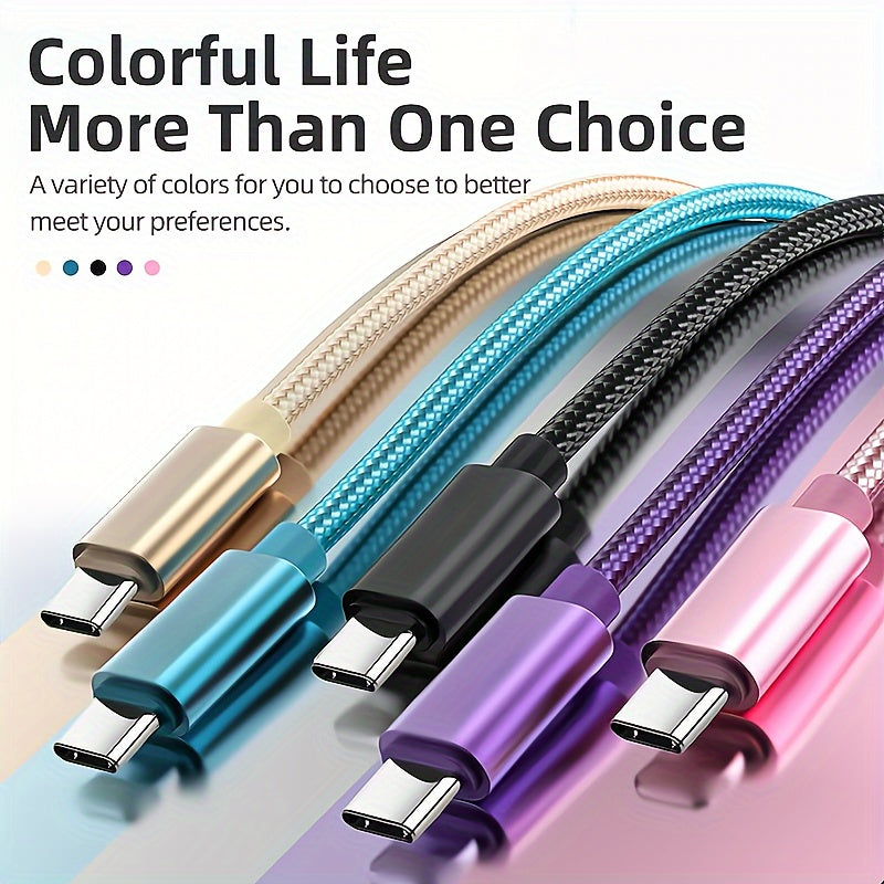 60W USB C to USB C Charging Cable for iPhone 15, Samsung, Xiaomi, Fast Charger, Male to Male Connector, Data Transmission, Nylon, Matte Finish, Round Shape, YHYXUIL Brand