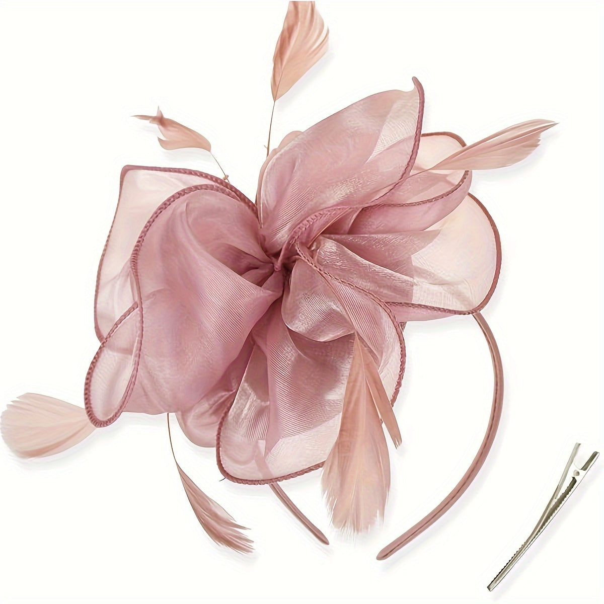 Elegant 1950s Style Fascinator Yarn Derby Hat for Women - Featherless Flower Hair Hoop Perfect for Tea Party, Cocktail, Wedding - Pack of 1 with Gift Box