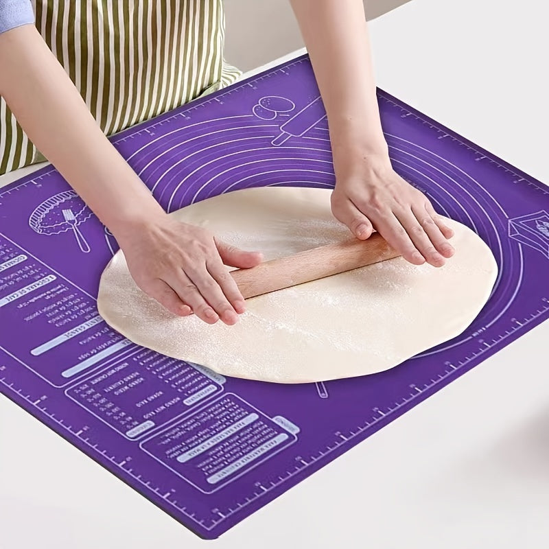 1 piece Pastry Mat with Non-Stick Surface for Baking and Rolling Dough, includes Measurements for Kneading, Countertop Protection, and easy Pie Crust shaping.