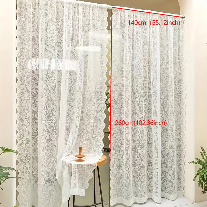 Stunning White Sheer Curtain featuring Phoenix Tail Design and Floral Accents - Provides UV Protection, Includes Rod Pocket, Ideal for Enhancing Living Room & Bedroom Decor, Exquisite Elegance