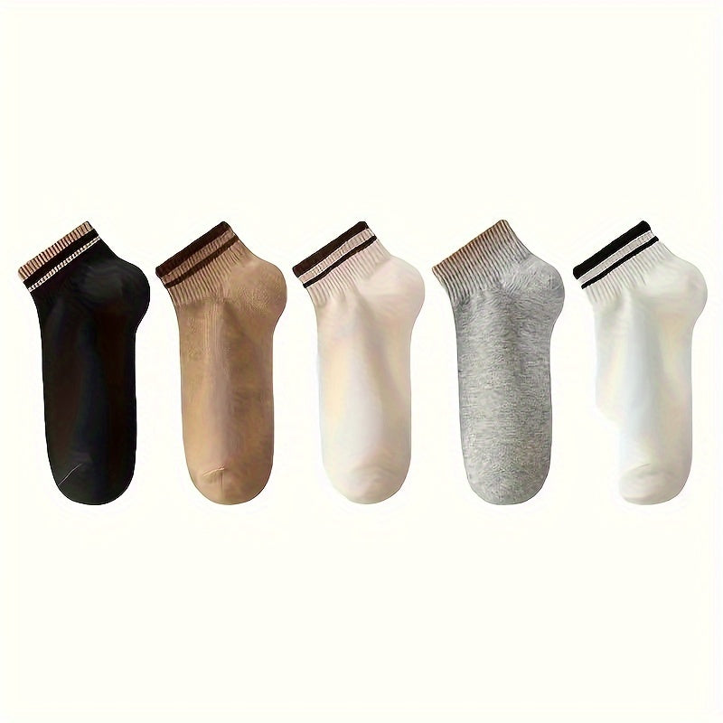 10 pairs of comfortable and breathable striped short sports socks for women.