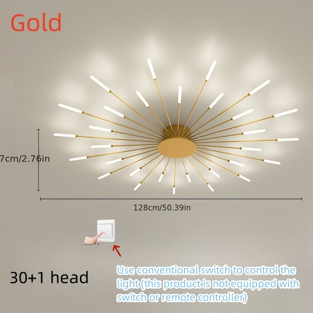 Contemporary LED ceiling lamp in warm white perfect for indoor living spaces such living room, dining room, or bedroom.