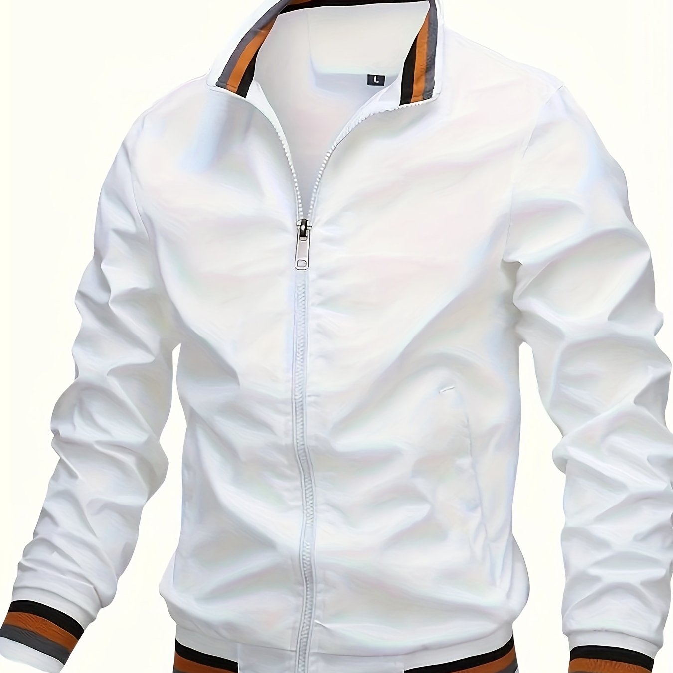 Stylish men's solid cardigan with zipper, stand collar, and long sleeves. Ideal for dates in autumn and winter.