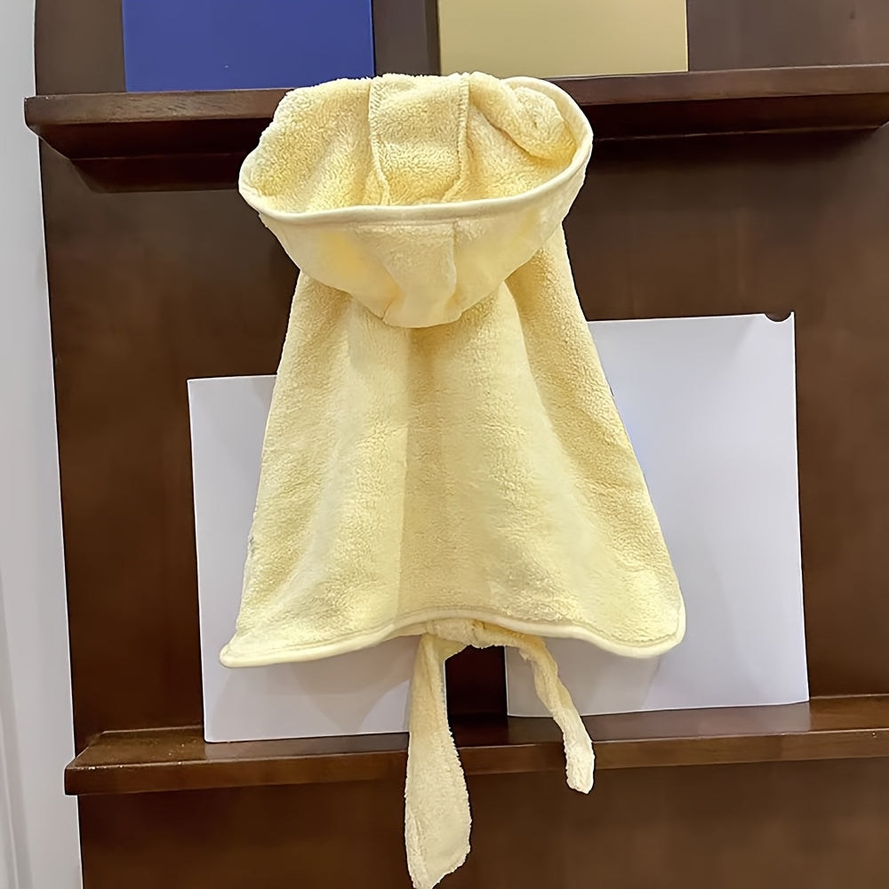 Highly absorbent microfiber bathrobe for small to medium pets - fast drying, soft, secure closure.