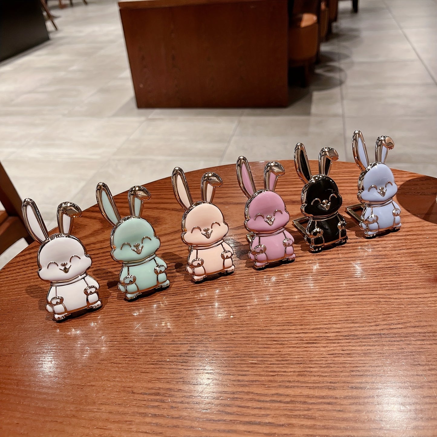 Foldable, ultra-thin cartoon rabbit mobile phone case bracket for hands-free viewing