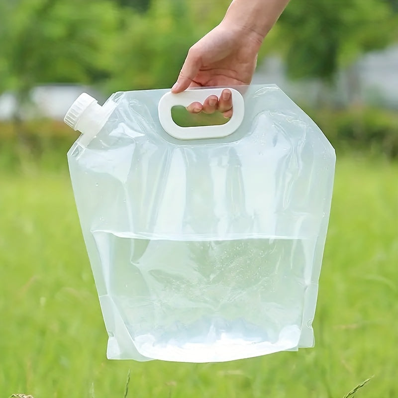 Portable collapsible water container bag - 5.68L/11.36L clear plastic storage jug for outdoor adventures and emergency preparedness. Ideal for hiking, picnics, BBQs, and more. Convenient and easy to carry.