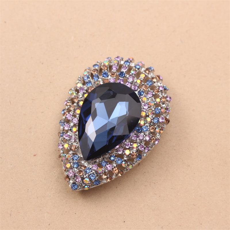 Elegant Teardrop Rhinestone Brooch Pin for Women - Luxury Enamel Design Fashion Accessory with Simulated Stones