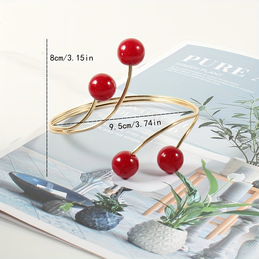 Red Festival Faux Pearl Alloy Curtain Tieback, Easy-to-Use Curtain Buckle, No Need for Drilling, Perfect for Bedroom or Living Room, Adds a Soft and Elegant Touch to Your Home Decor.