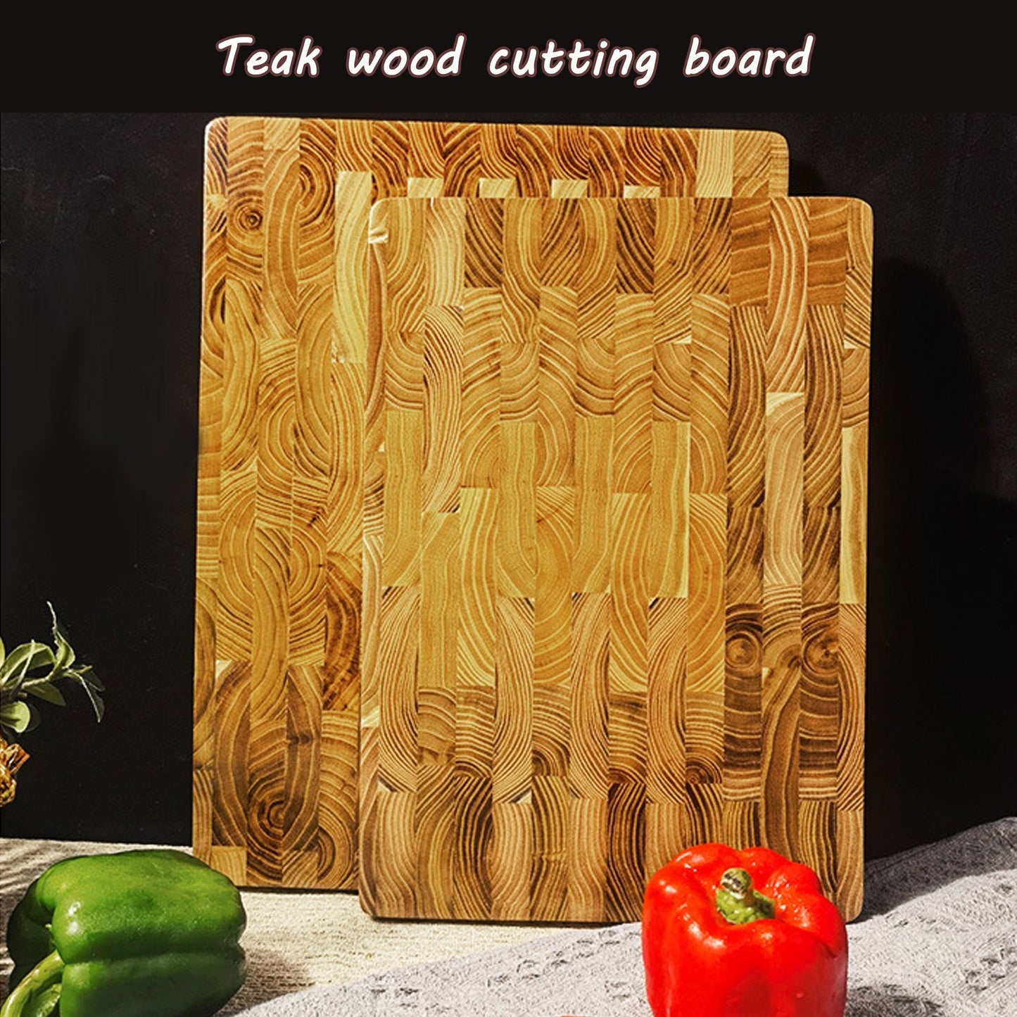 Teak cutting board for the kitchen, perfect for creative cooking at home. This thick wooden chopping board is ideal for all your cutting needs. Crafted from high-quality teak wood, this cutting board is a durable and stylish addition to your kitchen.