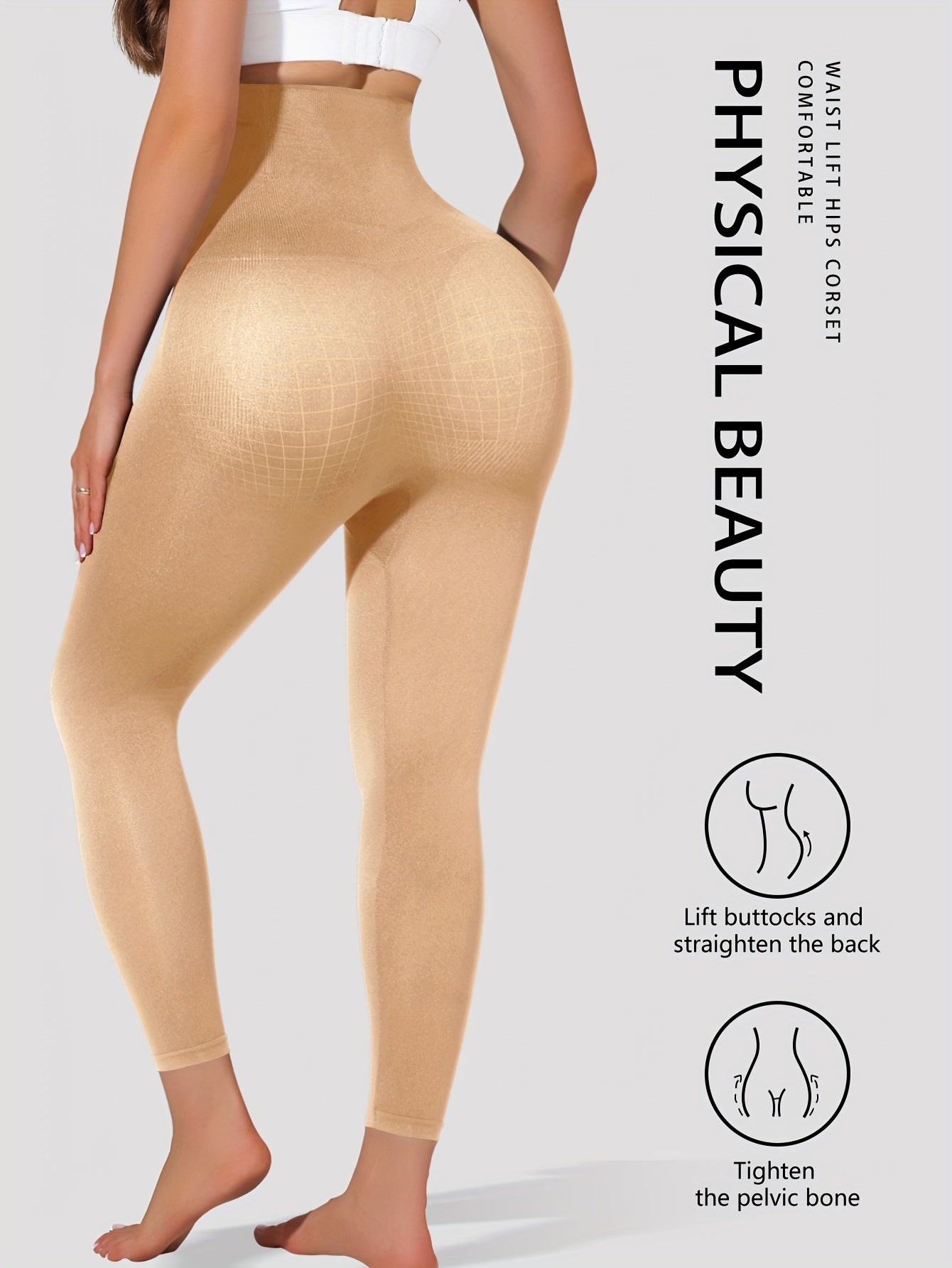 Black high-waist leggings with tummy control, stretch, and butt-lifting features, perfect for workouts and casual wear.