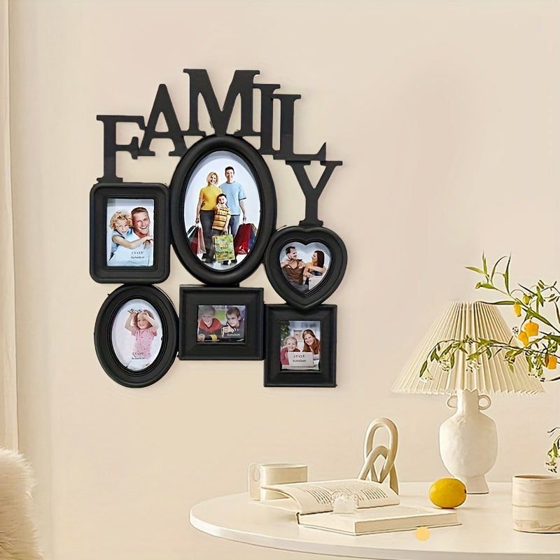 Display cherished memories with this Family Photo Frame Wall Hanging. Holds 6 multi-sized pictures, perfect for decorating your home and makes a great gift for Halloween, Thanksgiving, and Christmas.