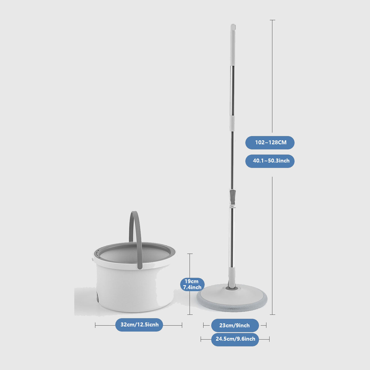 Get your hands on the 1set Turbo Spin Mop and Bucket Set, complete with a 128cm handle made from high-quality ABS material. This set features an easy wring system for efficient cleaning with just 4-6 presses. With an integrated drain, this mop and bucket