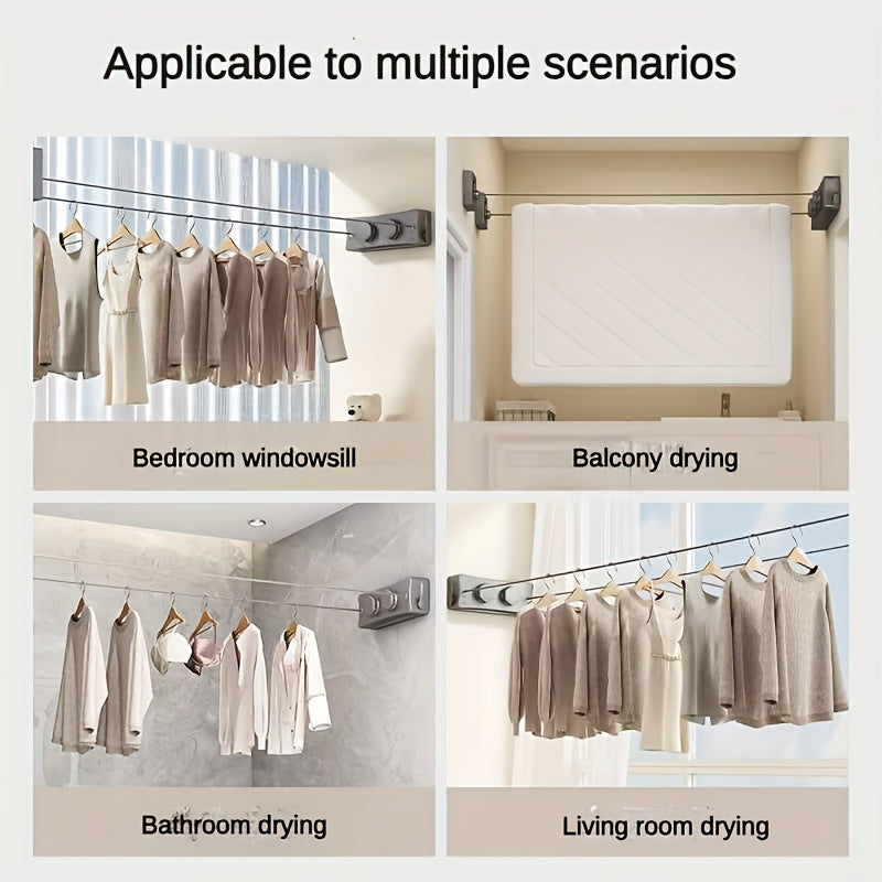 Get ready for the ultimate convenience with the Durable Telescopic Clothesline! This stainless steel clothesline extends up to 5.1 meters and features a dual-line design, perfect for indoor and outdoor use. Say goodbye to bulky drying racks and hello to