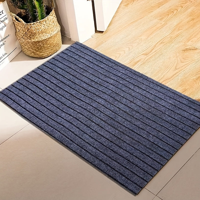 Gray Striped Door Mat with Customizable, Anti-Slip, Waterproof, and Dust-Removing Features - Perfect for Outdoor Use. Easy to Clean, Cut-to-Fit Design, and Durable.