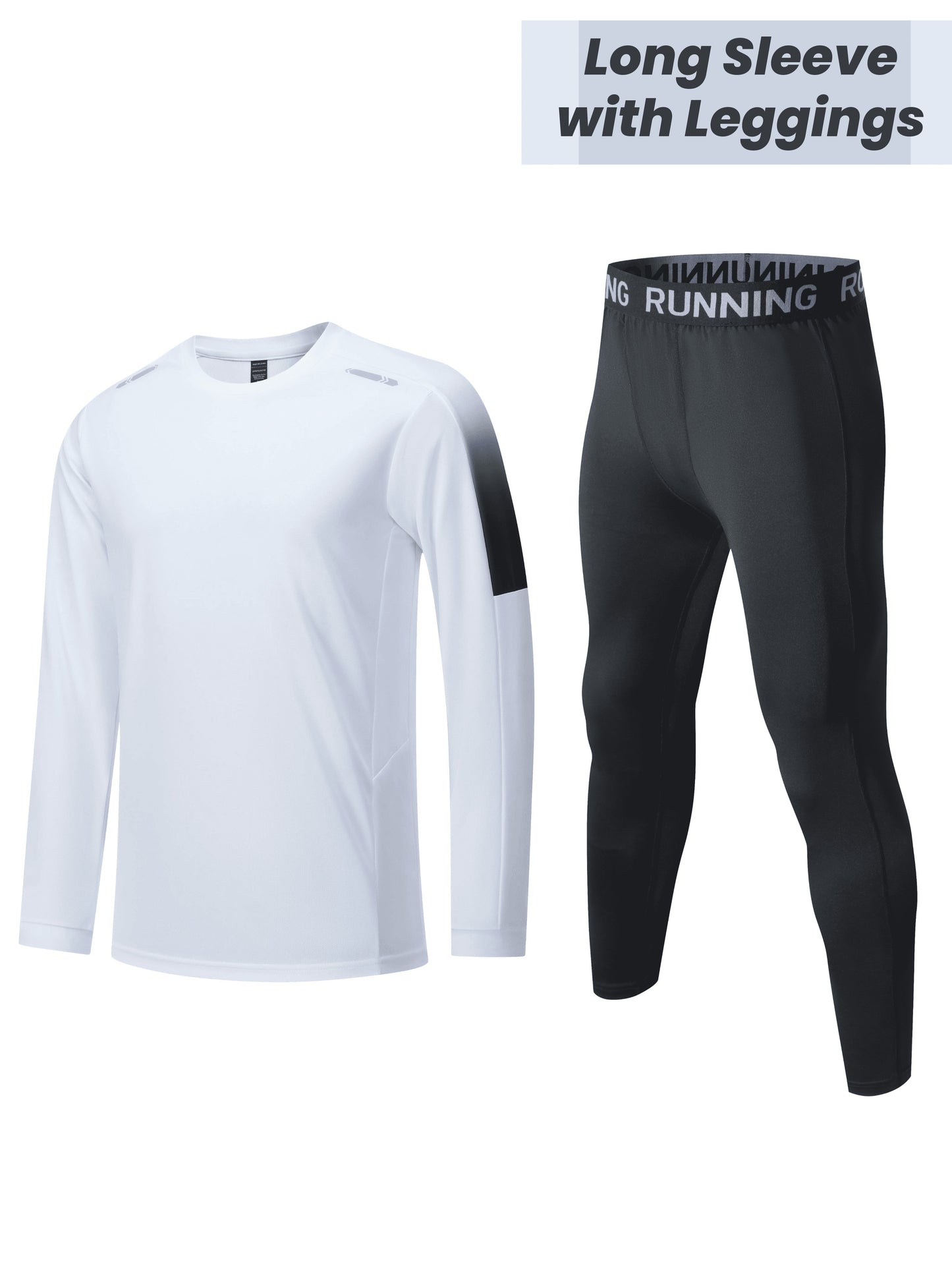 Men's 3-piece sports fitness suit: breathable and quick-drying top, tight trousers, and shorts for outdoor activities like hiking, jogging, and cycling.