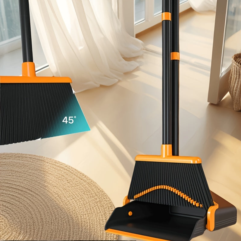 Space-Saving Folding Broom and Dustpan Set, Perfect for Living Room and Hard Floors, Convenient Storage, Effortless Cleaning with Innovative Design