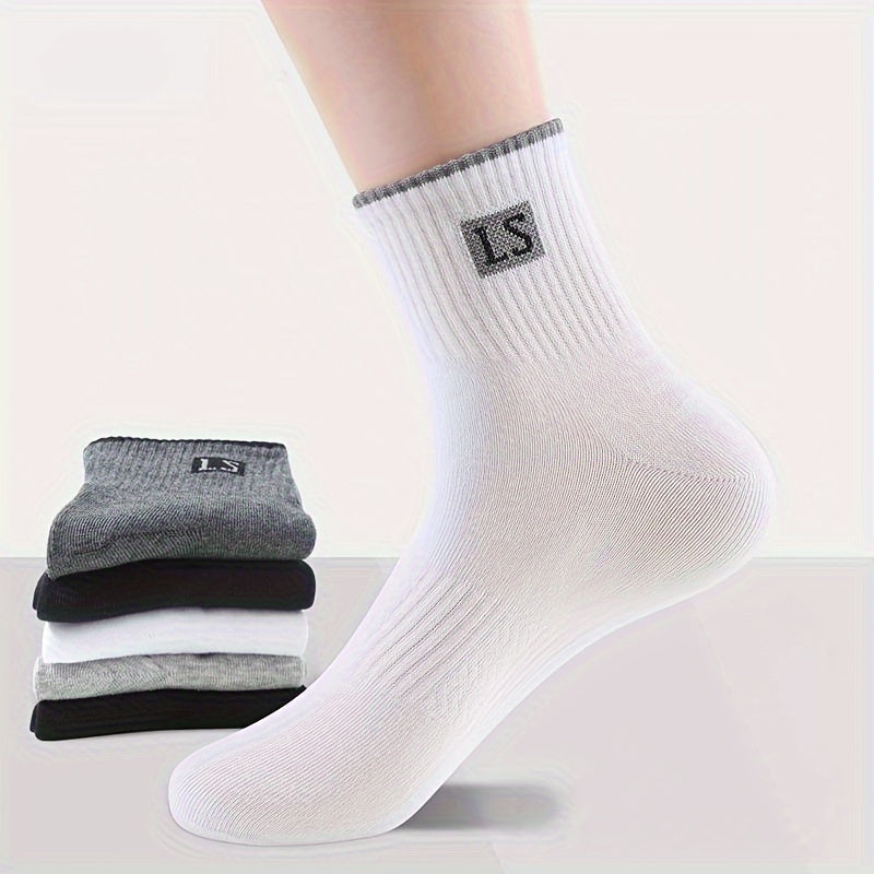 6 Men's Breathable Cotton Blend Crew Socks - Anti-Odor, Sweat Absorbent for Basketball & Sports