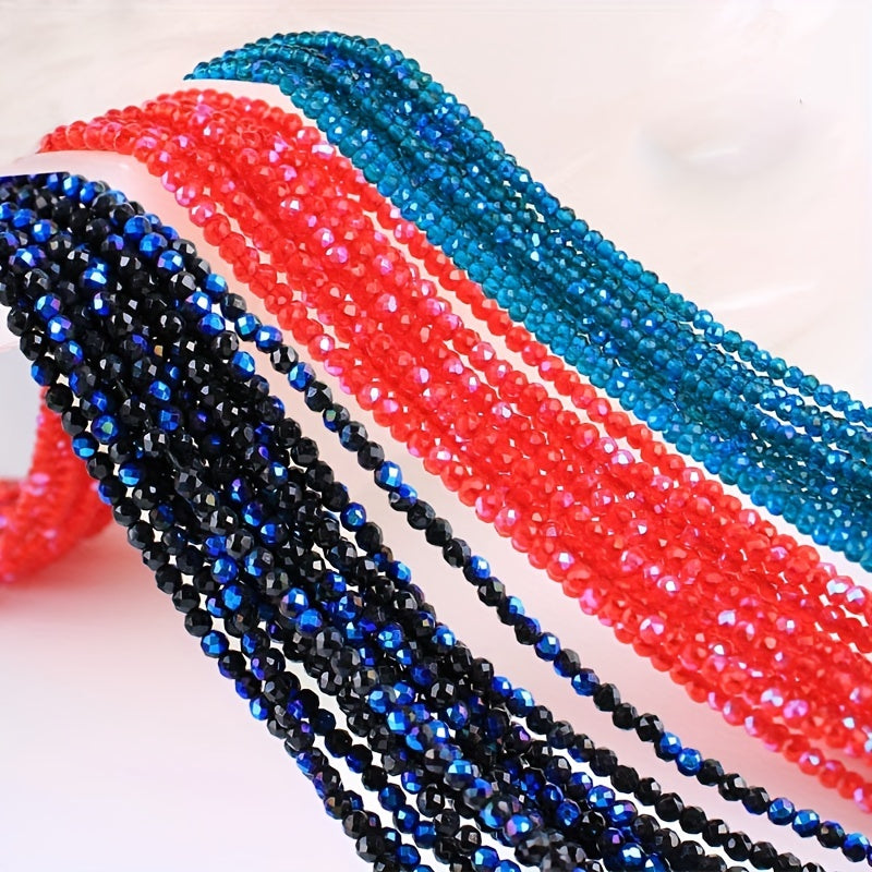 Set of 950/620 pieces of 2mm and 3mm Loose Spacer Faceted Faux Crystal Glass Beads for Making Bracelets and Jewelry