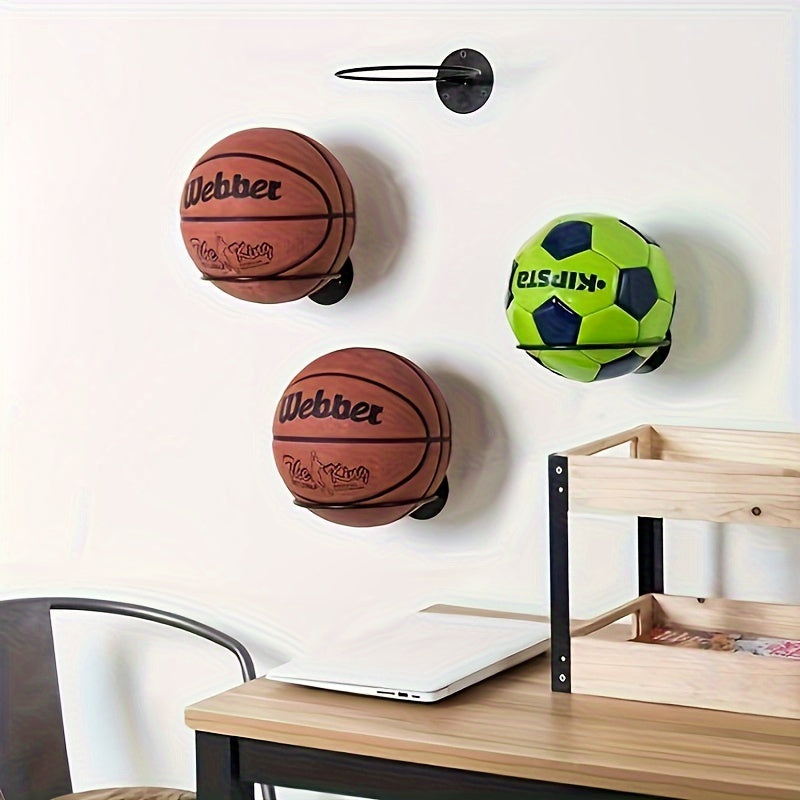 1pc Wall Mounted Multi-purpose Ball Storage Rack made of Iron Art for basketball and football. Can be used as a display shelf in home, office, or living room. Perfect gift for Christmas, Valentine's Day, or New Year.