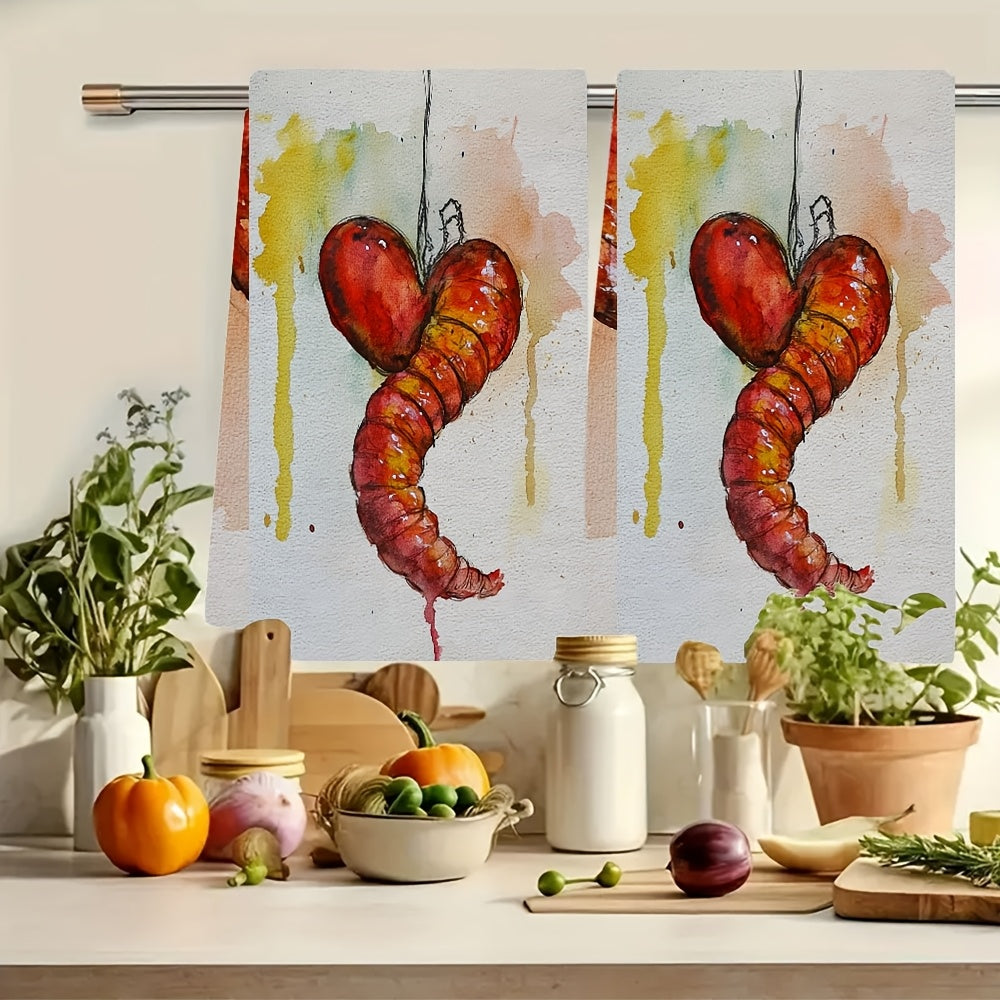 2 pieces of ultra soft kitchen towels for Valentine's Day featuring the message "I Love You My Little Worm". These highly absorbent dish hand towels are perfect for holiday decor. Machine washable and measuring 16x24 inches. Item number 2KYSYS1217542.