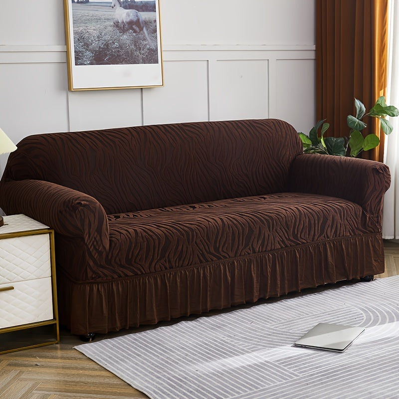 Stretch integrated sofa slipcover for home decor protection.