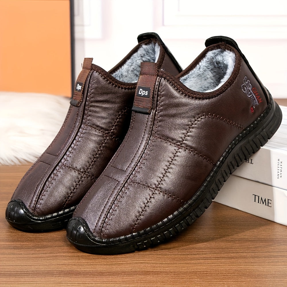 Men's fleece-lined slip-on walking shoes with anti-slip sole for daily wear - Fall/Winter collection.