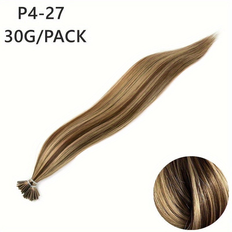 50pcs Human Hair Extensions in various colors (Black, Brown, Blonde) for all women, 30.48-50.8 cm long, lightweight 0.6g each.