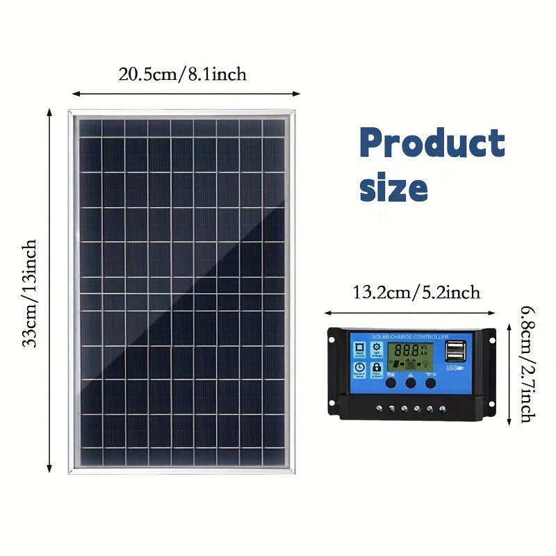 Portable outdoor solar panel kit with controllers of 60A/80A/100A, outputs 12V-18V-24V. Includes USB 5V solar charger for power banks, camping, hiking, cars, boats, phones, street lights