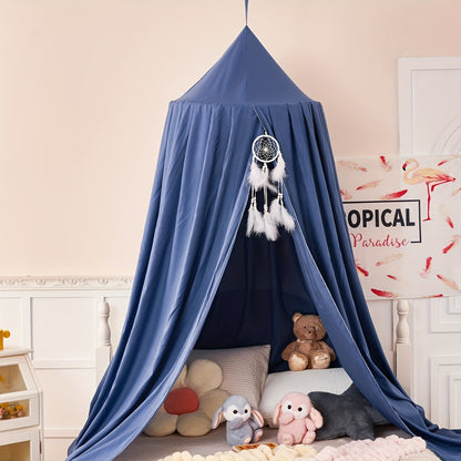 Princess style kids bed canopy made of soft polyester fabric, machine washable, dreamy mosquito netting. Perfect for a contemporary reading nook tent in a girls room. Indoor use, 100-120 gsm.