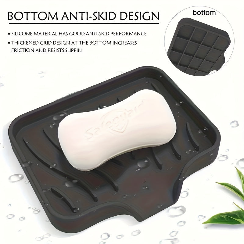 Non-slip silicone soap dish with drainage, ideal for bathroom and travel, featuring anti-skid bottom for Halloween and Christmas decor.