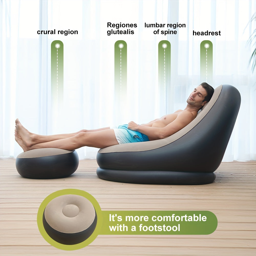 Lazy Sofa with Footrest: Portable Outdoor Lounge Chair.