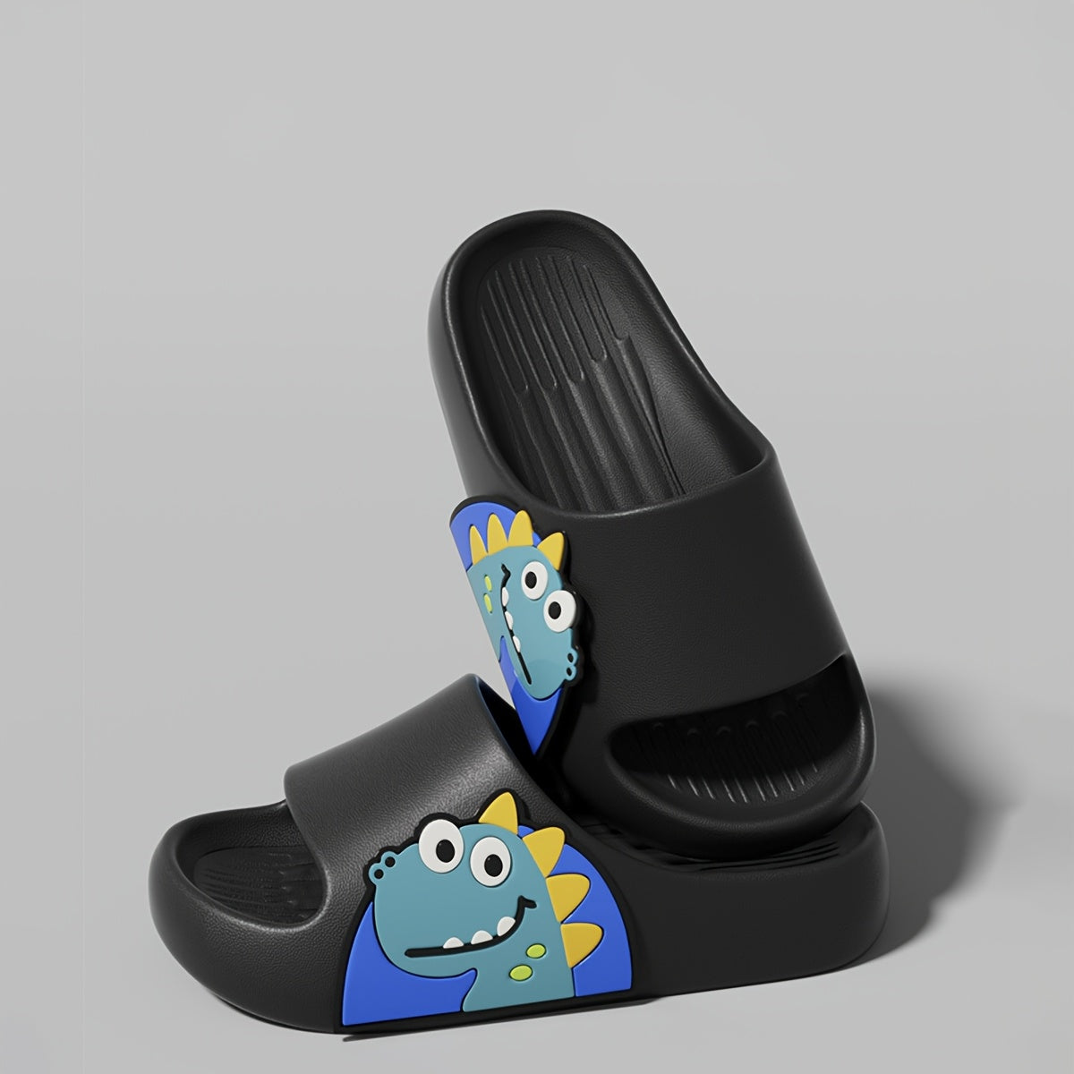 Children's cartoon dinosaur slides, summer EVA sandals for boys under 14, non-slip beach slippers.