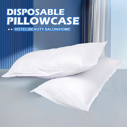 Set of 2 White Disposable Pillowcases - Modern Non-Woven Material, Durable, Dustproof, Ideal for Hotels, Salons, and Home