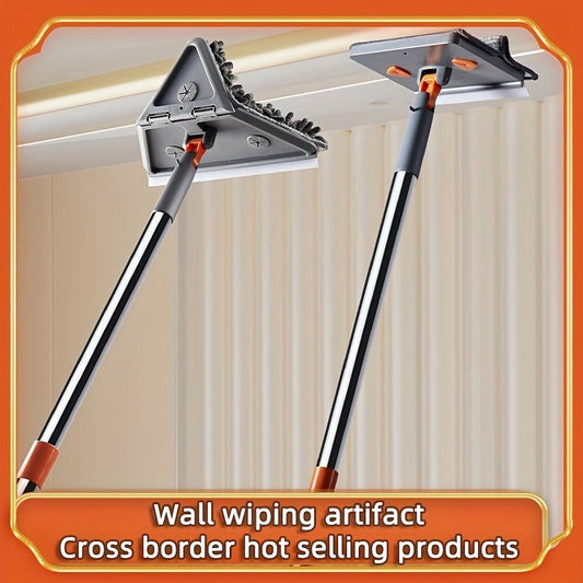 Get the ultimate cleaning tool for your home with the 1pc Multi-Functional Wall Wiping Tool! This extendable pole comes with a ceiling cleaning device and foldable mop, perfect for dusting walls, ceilings, baseboards, windows, and floors. It includes