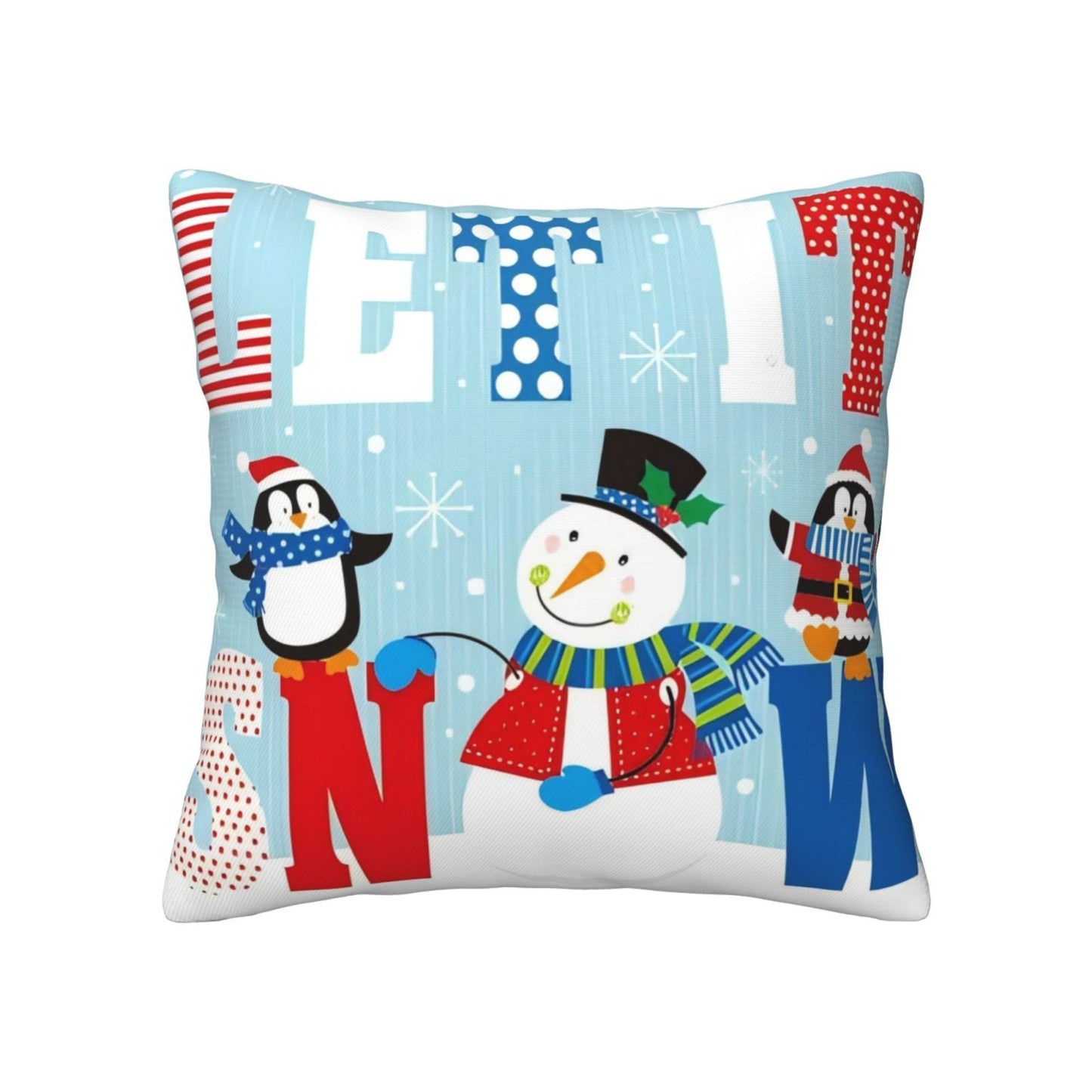 Christmas Decoration Pillow Cover featuring a festive snowman design, perfect for adding holiday cheer to your living room or bedroom. Makes a great Christmas gift or decoration. Each cover measures 45*45CM and comes in a set of 4 or individually. Pillow