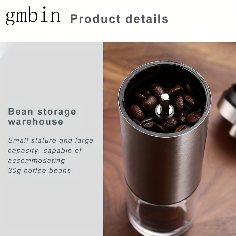 Portable coffee bean grinder designed for home use that is manually operated