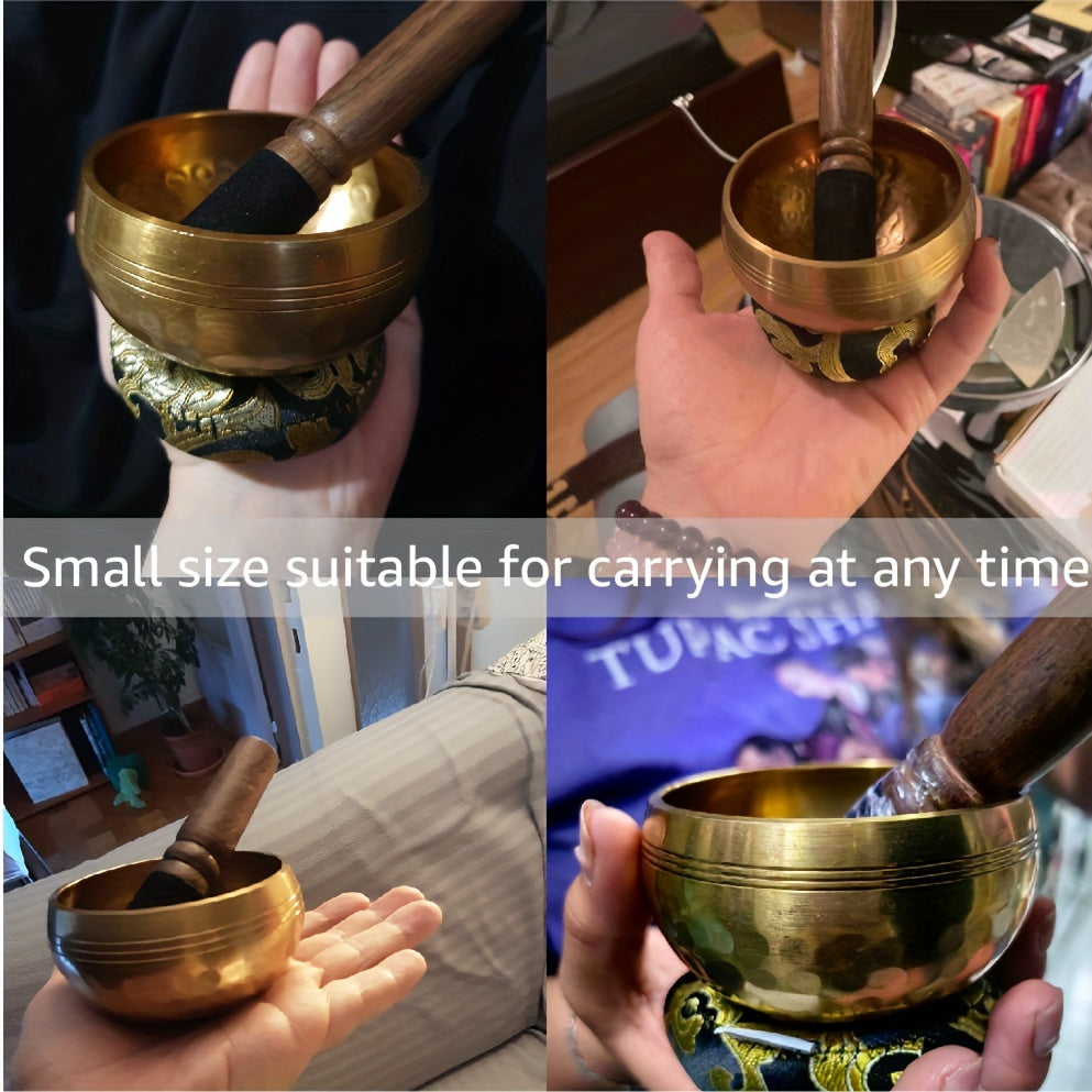 SINSOLEDAD hand-hammered singing bowl set for meditation and relaxation, includes mallet and carrying case. Perfect gift for both men and women.